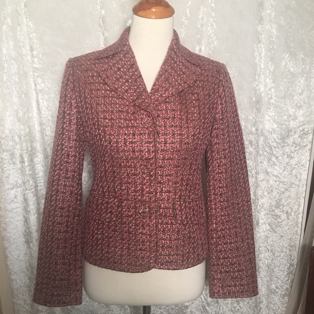 Ann Taylor Factory Blazer in Pink and Brown Tweed Size 2